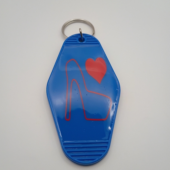 Hand Crafted Accessories - Vintage Style Blue And Red High Heel Shoe Keychain